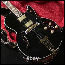 Guitare électrique Hollow Body Byrdland avec ouïes en forme de F, style Archtop Jazz, échelle 596, finition noire brillante.