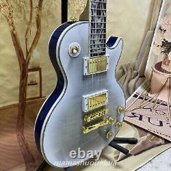 Guitare électrique LP avec table en érable flamme blanche, touche en palissandre avec abalone, 6 cordes