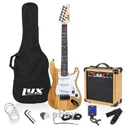 Guitare électrique LyxPro 36 et accessoires de guitare électrique avec sac, naturel