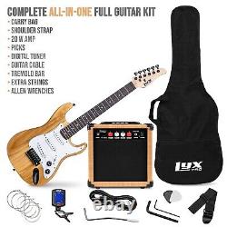 Guitare électrique LyxPro 36 et accessoires de guitare électrique avec sac, naturel