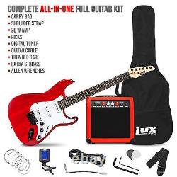 Guitare électrique LyxPro Débutant 39 et accessoires de guitare électrique, Rouge