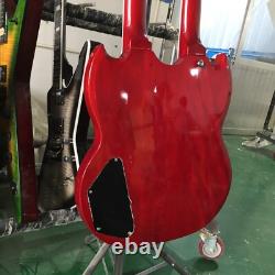 Guitare électrique SG à corps plein rouge à double manche personnalisée avec jeu de cordes 12+6 en joint.