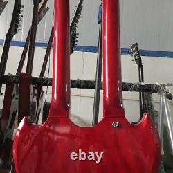 Guitare électrique SG à corps plein rouge à double manche personnalisée avec jeu de cordes 12+6 en joint.