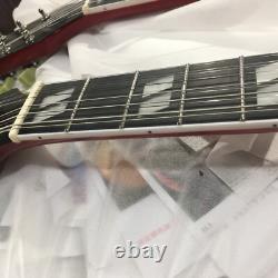 Guitare électrique SG à corps plein rouge à double manche personnalisée avec jeu de cordes 12+6 en joint.