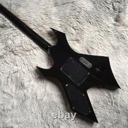 Guitare électrique Solid Body BC avec micros actifs, dessus en érable flammé, noir transparent.