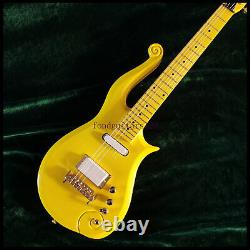 Guitare électrique Solid Body Yellow Cloud avec incrustations de points, matériel doré, livraison gratuite