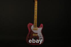 Guitare électrique TL à corps semi-creux avec touche en érable, finition rose sur argent vieilli