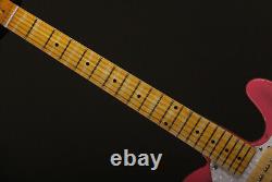 Guitare électrique TL à corps semi-creux avec touche en érable, finition rose sur argent vieilli