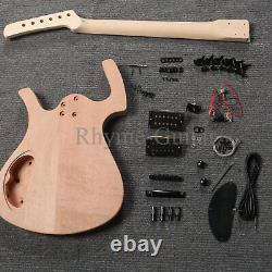 Guitare électrique en forme spéciale inachevée DIY sans peinture avec ensemble complet d'accessoires.