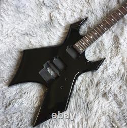 Guitare électrique noire inachevée Spider moderne sans ensemble de matériel.
