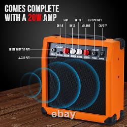 Guitare électrique pleine taille avec ampli de 20W, le paquet comprend tous les accessoires, numérique