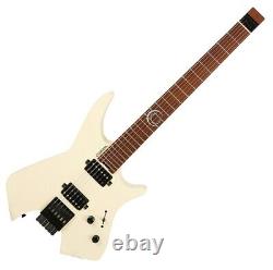 Guitare électrique sans tête Corona Gravity NT Vintage White avec frettes en acier inoxydable Jescar