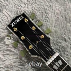 Guitare électrique semi-creuse à corps en érable figuré avec placage de dessus en érable flammé Sunburst de la marque ZUWEI.