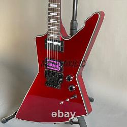 Guitare électrique spéciale en forme de Metallic Red avec quincaillerie noire, pont FR et alimentation active 9V