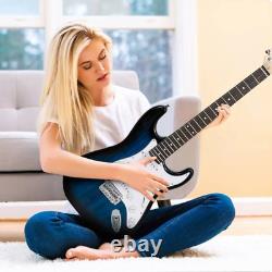 Guitare électrique taille réelle de 39 pouces avec ampli, étui et pack d'accessoires pour débutants.