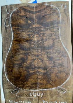 Guitare en bois d'ipe avec figurine de carapace de tortue tragique, luthier, uniquement le dos