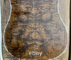 Guitare en bois d'ipe avec figurine de carapace de tortue tragique, luthier, uniquement le dos