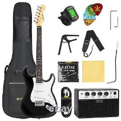 Kit de débutant de guitare électrique STRICH, guitare électrique pleine taille de 39 pouces à corps solide