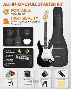 Kit de débutant de guitare électrique STRICH, guitare électrique pleine taille de 39 pouces à corps solide