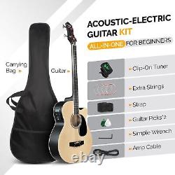 Kit de départ de guitare basse acoustique électrique pleine taille, électrique à 4 cordes avec découpe