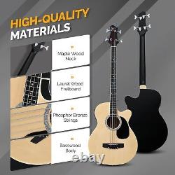 Kit de départ de guitare basse acoustique électrique pleine taille, électrique à 4 cordes avec découpe