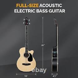 Kit de départ de guitare basse acoustique électrique pleine taille, électrique à 4 cordes avec découpe