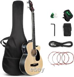 Kit de départ de guitare basse acoustique électrique pleine taille, électrique à 4 cordes avec découpe