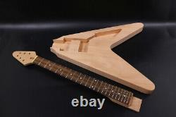 Kit de guitare 1set avec manche de guitare à 22 frettes, corps de guitare de 24.75 pouces avec pickguard à faire soi-même