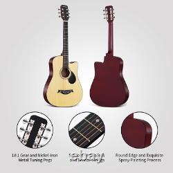 Kit de guitare acoustique pour débutants adulte 38 pouces avec guitare acoustique à découpe Guitarra