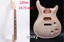 Kit de guitare électrique DIY Corps de guitare en acajou Touche en palissandre Ensemble de 22 frettes