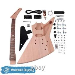 Kit de guitare électrique DIY Ex Type avec corps en acajou et incrustation triangulaire - LIVRAISON GRATUITE