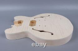 Kit de guitare électrique DIY avec manche et corps en acajou semi-creux, ensemble inachevé