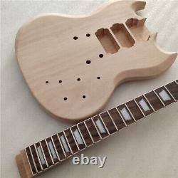 Kit de guitare électrique SG inachevée comprenant le manche et le corps en acajou