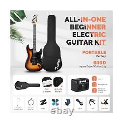 Kit de guitare électrique pleine grandeur de 39 pouces, Kit de guitare électrique à corps plein pour débutants