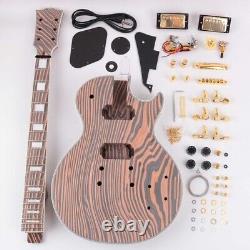 Kits de guitare électrique DIY avec manche collé en zébrano, Tune-o-matic, et binding archtop