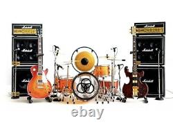 Led Zeppelin Miniature Guitars Et Drum Set E Avec Timpani, Gong, Amps & MIC