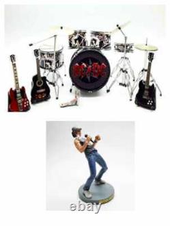 Miniature Drum Set Plus Guitares Acdc Plus Figure D'action Brian Johnson