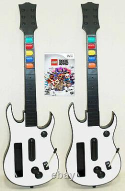 Nintendo Wii Wii-u Lego Rock Band Jeu Vidéo + 2 Nouveaux Ensembles De Guitares Sans Fil
