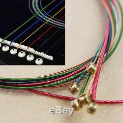 Nouveau Set 6pcs Arc-en-coloré Cordes Couleur Pour Guitares Acoustiques Accessoires