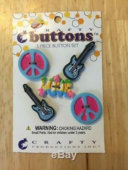 Nouveau Signe De Paix D'amour Guitars Décoratif Button Crafty Ensemble De 5 Pièces Hippie Pni