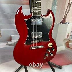 Nouvelle guitare électrique SG à 6 cordes en vente chaude avec manche en éclairage et remise sur le manche