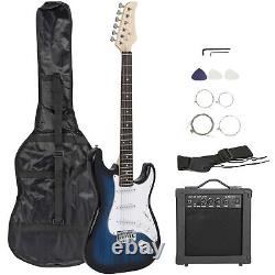 Pack d'accessoires pour débutant : guitare électrique pleine taille de 39 avec amplificateur et étui - Bleu