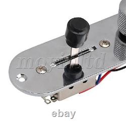 Plaque de commande pré-câblée 3 voies avec faisceau de câblage pour pièces de guitares en chrome.