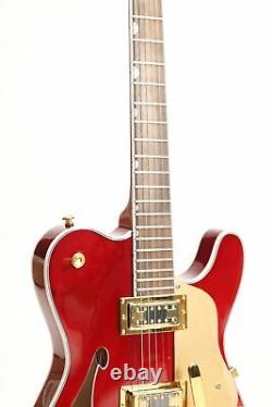 Rouge Couleur Electric Guitare F Trou Semi Hollow Corps Or Hardware Set En Joint