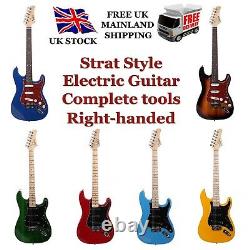 Set De Guitare Électrique De Style Glarry Strat Black Bag+tool+pick+lead+strap Uk Stock