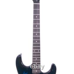 Set de guitare électrique Lightning avec cordon d'alimentation, sangle, sac et médiators noir et bleu
