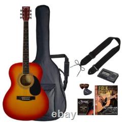 Set de valeur pour débutants guitare acoustique Sepia Crue type folk FG-10/CS cerise