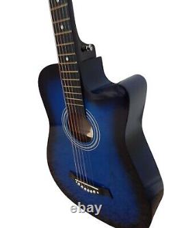 Spear & Shield 38 Guitare Acoustique Bleue pour Débutants et Enfants Ensemble Complet