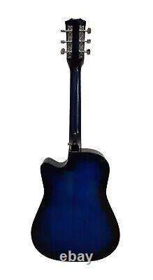 Spear & Shield 38 Guitare Acoustique Bleue pour Débutants et Enfants Ensemble Complet