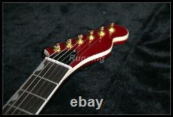 Tl Electric Guitar F Hole Semi Hollow Body Gold Hardware Set In Joint Red Color